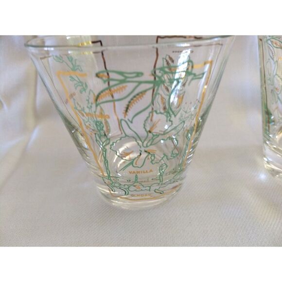 MCM Rocks Lowball Glasses Spices Green & Gold Vintage‎ Barware Set of 3 - Picture 3 of 16